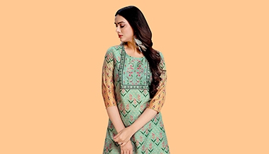 Rama Green Color Kurti in Poly Fabric with Digital Print