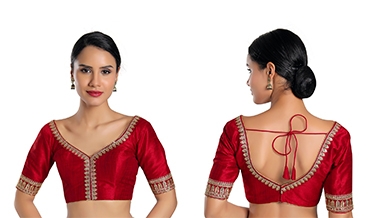 Maroon V Neck Blouse