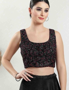 Black Square Neck Fancy Blouse 