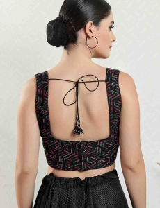 Black Square Neck Fancy Blouse 