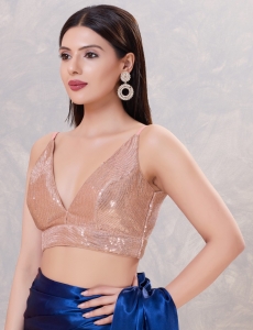 Rose Gold Sequin Glitz V-Neck Bralette Blouse