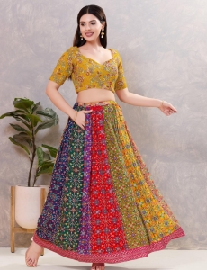 Mustard Bloom Hand-Embroidered Elbow-Sleeve Blouse