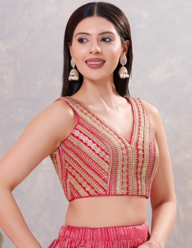Dark Pink Zari Embroidered Blouse