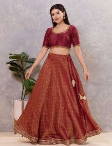 Dark Maroon Minimalist Zari Blouse
