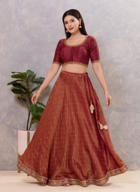 Dark Maroon Minimalist Zari Blouse