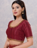 Dark Maroon Minimalist Zari Blouse