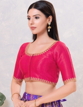 Dark Pink Minimalist Zari Blouse