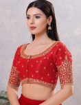 Crimson Royale Silk Embroidered Padded Blouse