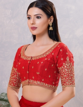 Crimson Royale Silk Embroidered Padded Blouse