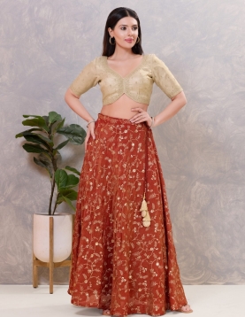 Champagne Gold Shimmer V-Neck Blouse