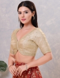 Champagne Gold Shimmer V-Neck Blouse