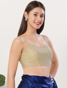 Gold Shimmer Sweetheart Neck Bustier Blouse