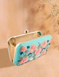 Resham Handwork Sea Green Clutch With Sling