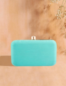  Floral Vine Handwork Sea Green Clutch With Sling