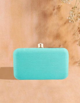  Floral Vine Handwork Sea Green Clutch With Sling