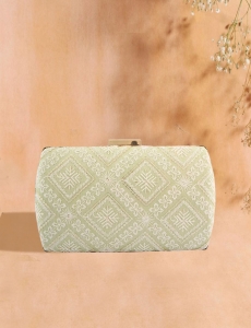 Pastel Lucknowi Embroidered Light Green Clutch With Sling