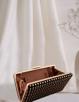 Mirrorwork Embellished Black Clutch