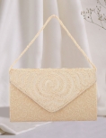 Pearl Embellished Cream Clutch