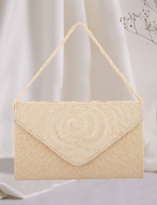 Pearl Embellished Cream Clutch