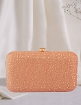Stone Work Embellished Rose Gold Clutch