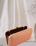 Stone Work Embellished Rose Gold Clutch