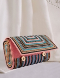 Geometric Cutdana Embellished Pink Multi Clutch