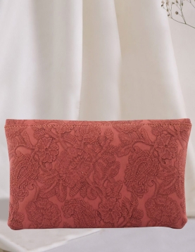 Floral Embossed Onion Pink Clutch