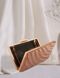Jewel Stripe Pattern Embellished Rose Gold Clutch