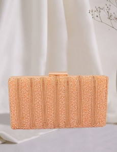 Cutdana Embellished Rose Gold Box Clutch