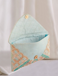 Zardozi Embroidered Sky Blue Clutch