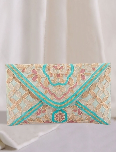 Zardozi Embroidered Sky Blue Clutch