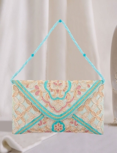 Zardozi Embroidered Sky Blue Clutch