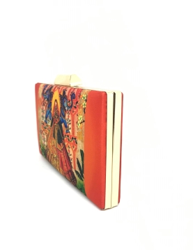 Orange Bride Figurine Digital Print Clutch