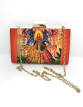 Orange Bride Figurine Digital Print Clutch