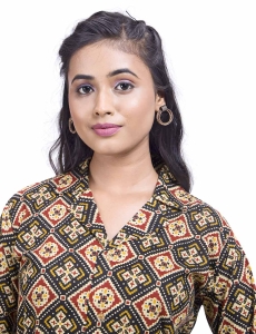 Desi India Women's Traditional Geometric Print Collared Shirt, Long Sleeve, Cotton Blend, Multicolour