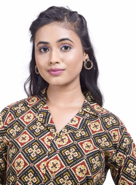 Desi India Women's Traditional Geometric Print Collared Shirt, Long Sleeve, Cotton Blend, Multicolour