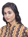Desi India Women's Chevron Print Mandarin Collar Jacket, 3/4 Sleeves, Yellow and Black Pattern