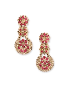 Red Stonework Earrings