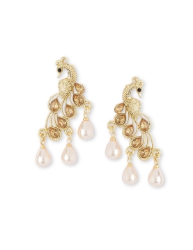 Peacock Design Stone Pearl Earrings