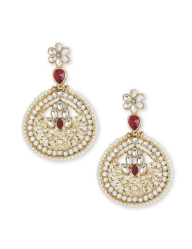  Maroon Partywear Stonework Chandbali