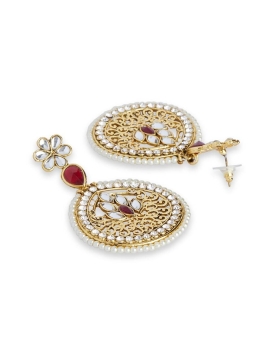  Maroon Partywear Stonework Chandbali