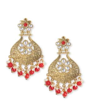 Red Traditional Stonework Earrings