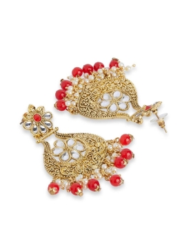 Red Traditional Stonework Earrings