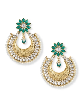 Green Bollywood Style Chandbali Earrinags
