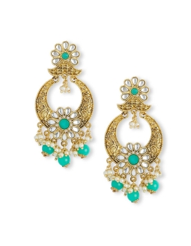 Sea Green Party Wear Chandbali Earrings