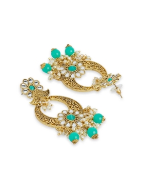 Sea Green Party Wear Chandbali Earrings