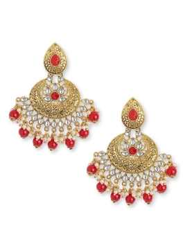 Traditional Red Stone Work Earrings