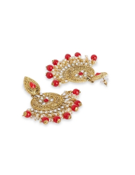 Traditional Red Stone Work Earrings