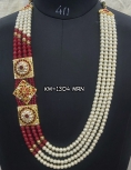 Men Groom Mala in Maroon and Cream