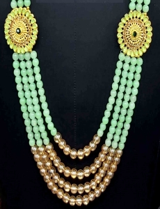 Men Crystal Pearl Groom Mala In Pista
